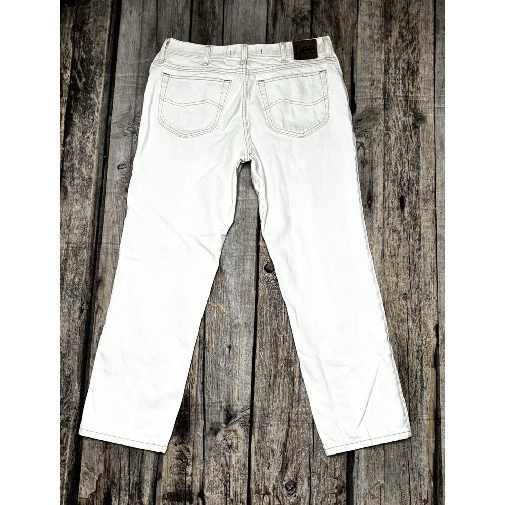 Y2k Men's Lee Jeans Regular Fit Ivory Off White Denim Size 36x29